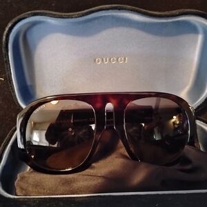 Gucci Dark Brown Aviator Sunglasses